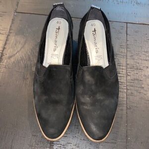 Tamaris Black Leather Slip On Loafer Comfortable Shoes​​​​​​​​​​​​​​​​​​​​​​